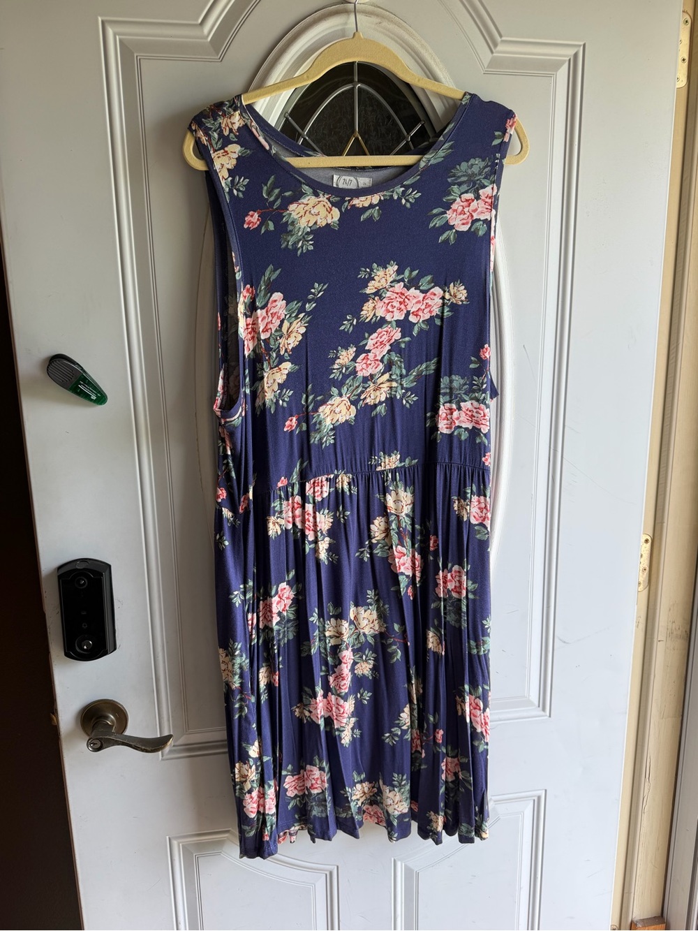 Maurices Navy Floral Sleeveless Midi Dress with Pink & Cream Blooms